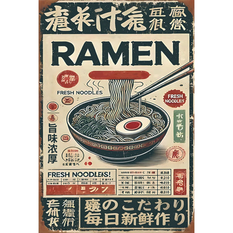 ブリキ看板 ラーメン RAMEN 中華そば 昭和レトロ 食堂 飲食店 ポスター インテリア 雑貨