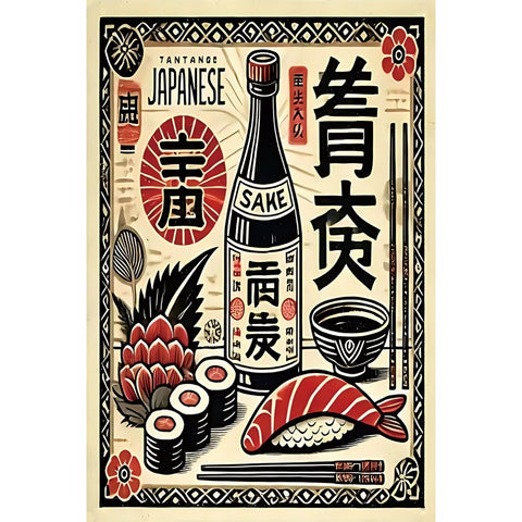 ブリキ看板 JAPANESE 岩手大好 日本酒 SAKE 寿司 和食 レトロ ポスター インテリア 雑貨