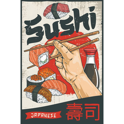 ブリキ看板 寿司 JAPANESE SUSHI 和食 レトロ ポスター 飲食店 インテリア 雑貨