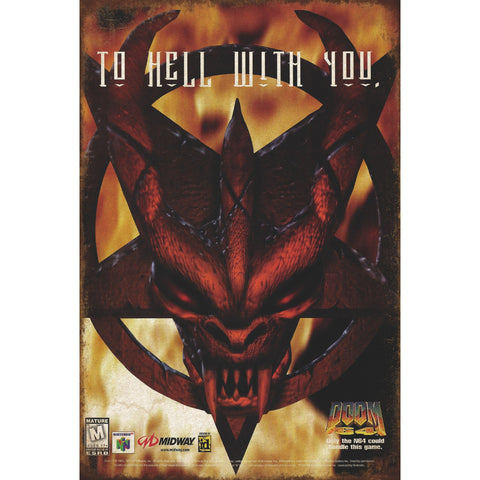 ブリキ看板 DOOM ドゥーム TO HELL WITH YOU ゲーム レトロ ホラー ヴィンテージ インテリア 壁飾り
