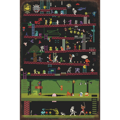 レトロ ゲーム ブリキ看板 キャラクター インテリア 壁飾り コレクション