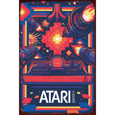 ブリキ看板 ATARI アタリ レトロゲーム 2600 インベーダー ヴィンテージ インテリア 壁飾り