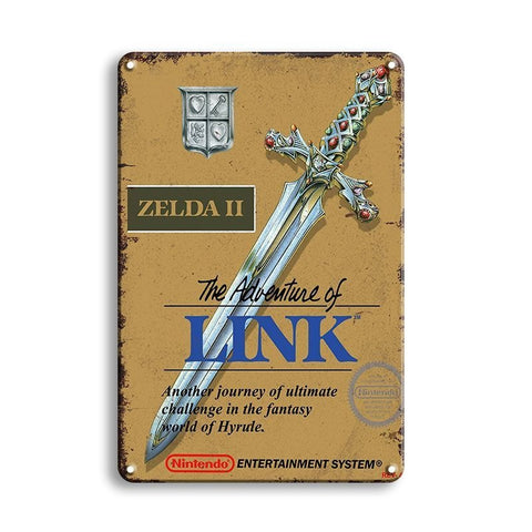 ブリキ看板 ゼルダ リンク ZELDAⅡ 任天堂 レトロ ゲーム ポスター インテリア 壁飾り 雑貨