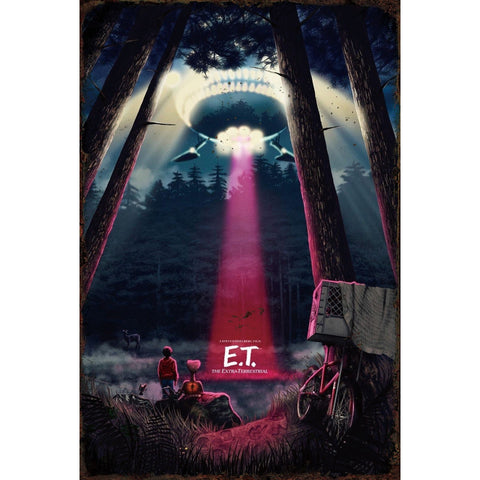 ブリキ看板 レトロ 映画 E.T. 宇宙 インテリア ビンテージ 壁飾り コレクション ディスプレイ おしゃれ