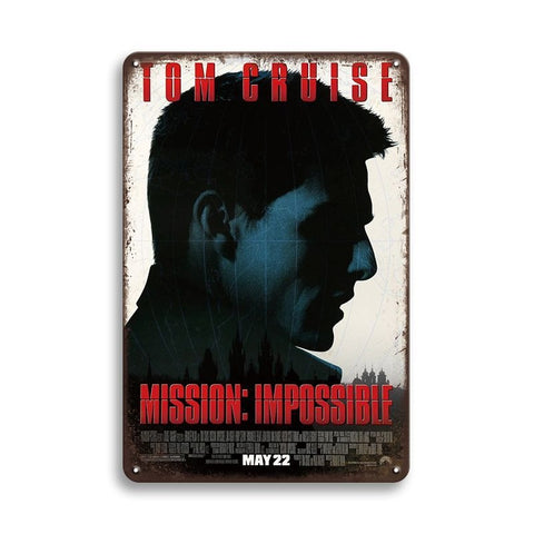ブリキ看板 レトロ インテリア ビンテージ 壁飾り おしゃれ ミッションインポッシブル トムクルーズ