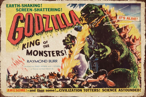 ゴジラ GODZILLA KING OF THE MONSTERS ブリキ看板 レトロ 映画 ポスター ビンテージ インテリア 壁飾り 雑貨 コレクション