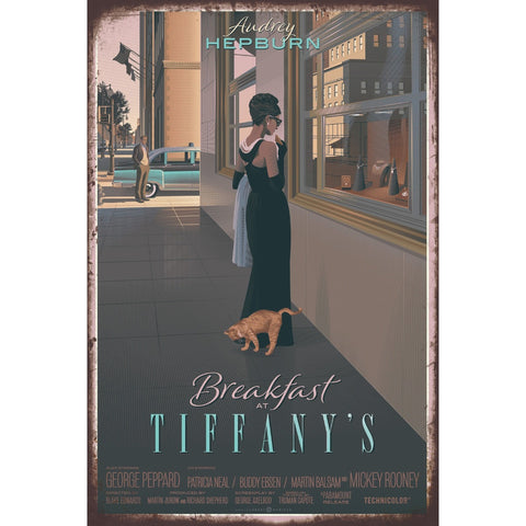ブリキ看板 ティファニーで朝食を Breakfast at Tiffany's オードリー・ヘップバーン 映画 ポスター レトロ インテリア 雑貨
