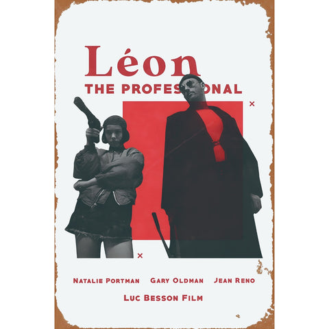 ブリキ看板 Léon レオン THE PROFESSIONAL 映画 ポスター レトロ ビンテージ インテリア 雑貨