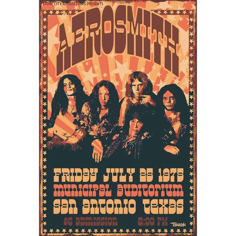 ブリキ看板 AEROSMITH エアロスミス レトロ ポスター 1975 インテリア 雑貨