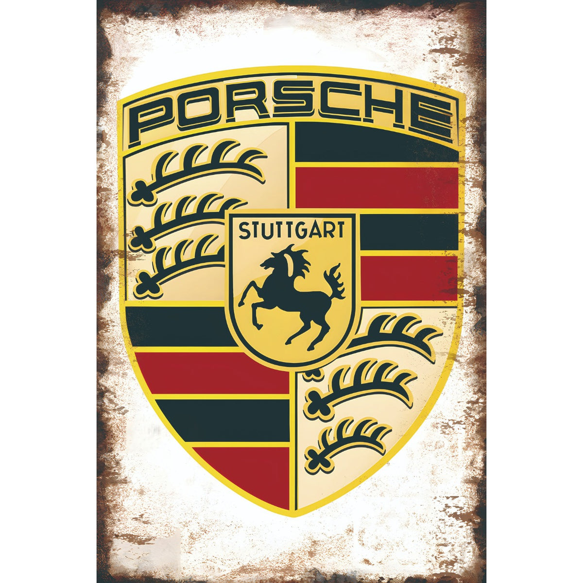 ブリキ看板 PORSCHE ロゴ エンブレム レトロ インテリア 壁飾り