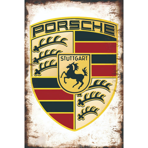 ブリキ看板 PORSCHE ロゴ エンブレム レトロ インテリア 壁飾り