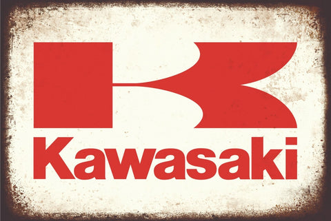 ブリキ看板 Kawasaki ロゴ バイク レトロ ヴィンテージ インテリア 壁飾り ディスプレイ