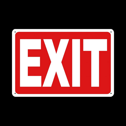 ブリキ看板 EXIT 非常口 サイン 標識 レッド 英字 壁掛け プレート インテリア