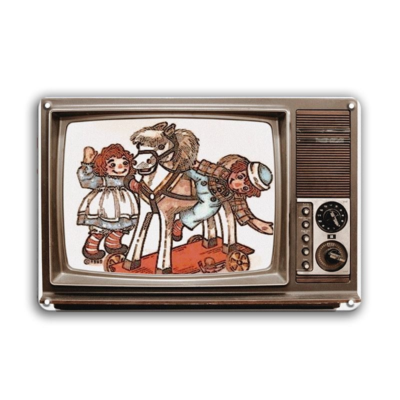 ブリキ看板 レトロ テレビ ヴィンテージ イラスト インテリア 雑貨 壁飾り