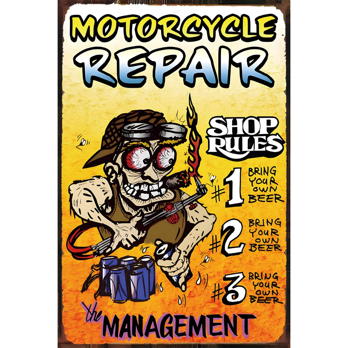 モーターサイクル 修理 工場 ブリキ看板 レトロ ビンテージ インテリア 壁飾り 雑貨 コレクション ディスプレイ