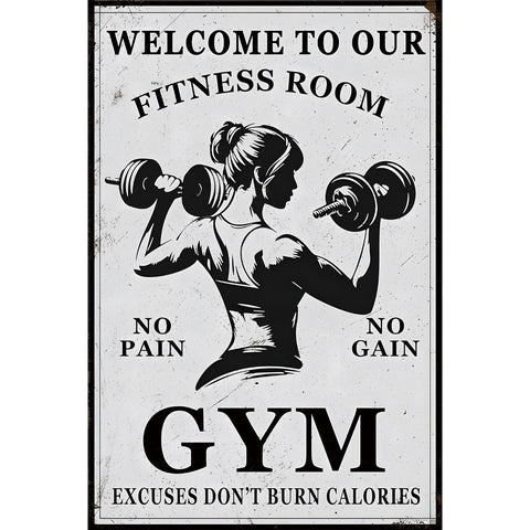 GYM フィットネス ルーム ブリキ看板 トレーニング モチベーション インテリア 壁飾り レトロ おしゃれ