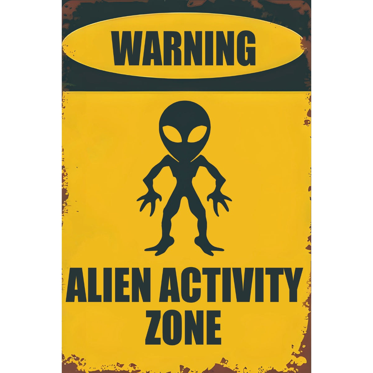WARNING ALIEN ACTIVITY ZONE 宇宙人 注意標識 ブリキ看板 レトロ インテリア ビンテージ 壁飾り 雑貨 デコレーション