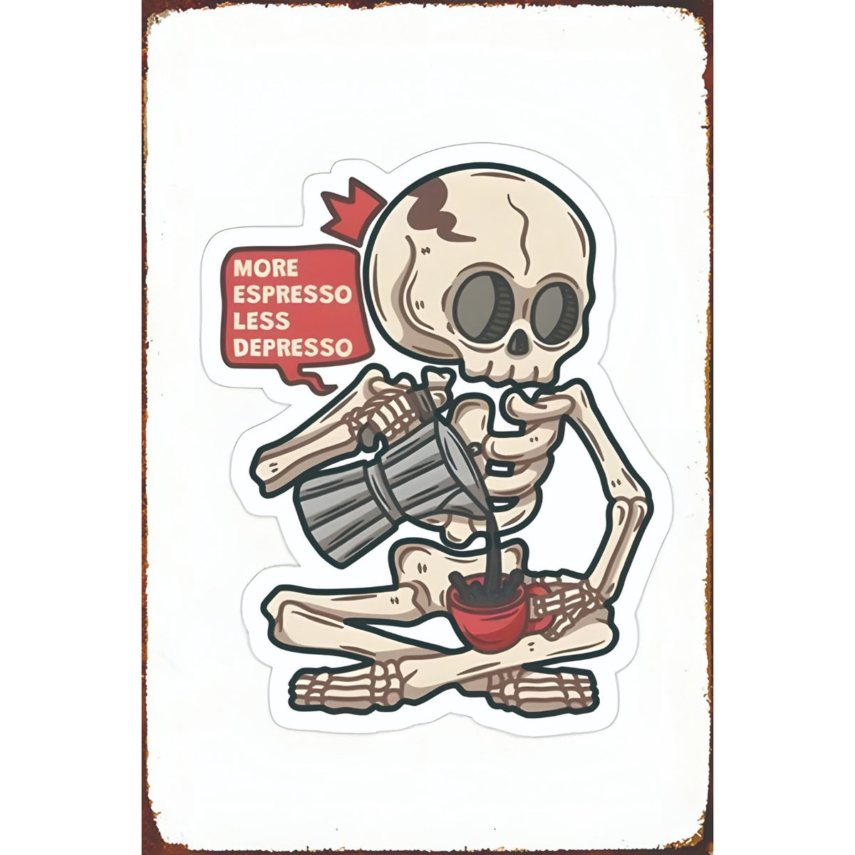 スケルトン コーヒー 骸骨 ドクロ ブリキ看板 レトロ カフェ インテリア ビンテージ 雑貨 壁飾り アート