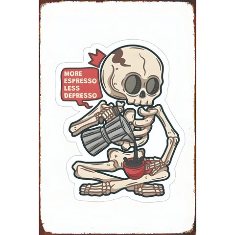 スケルトン コーヒー 骸骨 ドクロ ブリキ看板 レトロ カフェ インテリア ビンテージ 雑貨 壁飾り アート