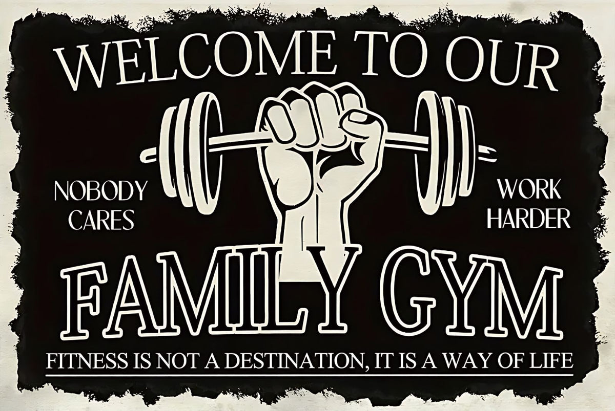 FAMILY GYM ファミリージム トレーニング フィットネス ブリキ看板 レトロ ビンテージ インテリア 壁飾り 雑貨 デコレーション