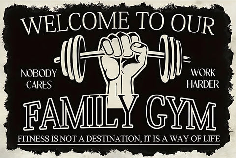 FAMILY GYM ファミリージム トレーニング フィットネス ブリキ看板 レトロ ビンテージ インテリア 壁飾り 雑貨 デコレーション