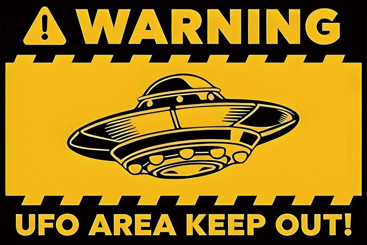 WARNING UFO AREA KEEP OUT 宇宙人 注意標識 ブリキ看板 レトロ ビンテージ インテリア 壁飾り 雑貨 デコレーション