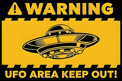 WARNING UFO AREA KEEP OUT 宇宙人 注意標識 ブリキ看板 レトロ ビンテージ インテリア 壁飾り 雑貨 デコレーション