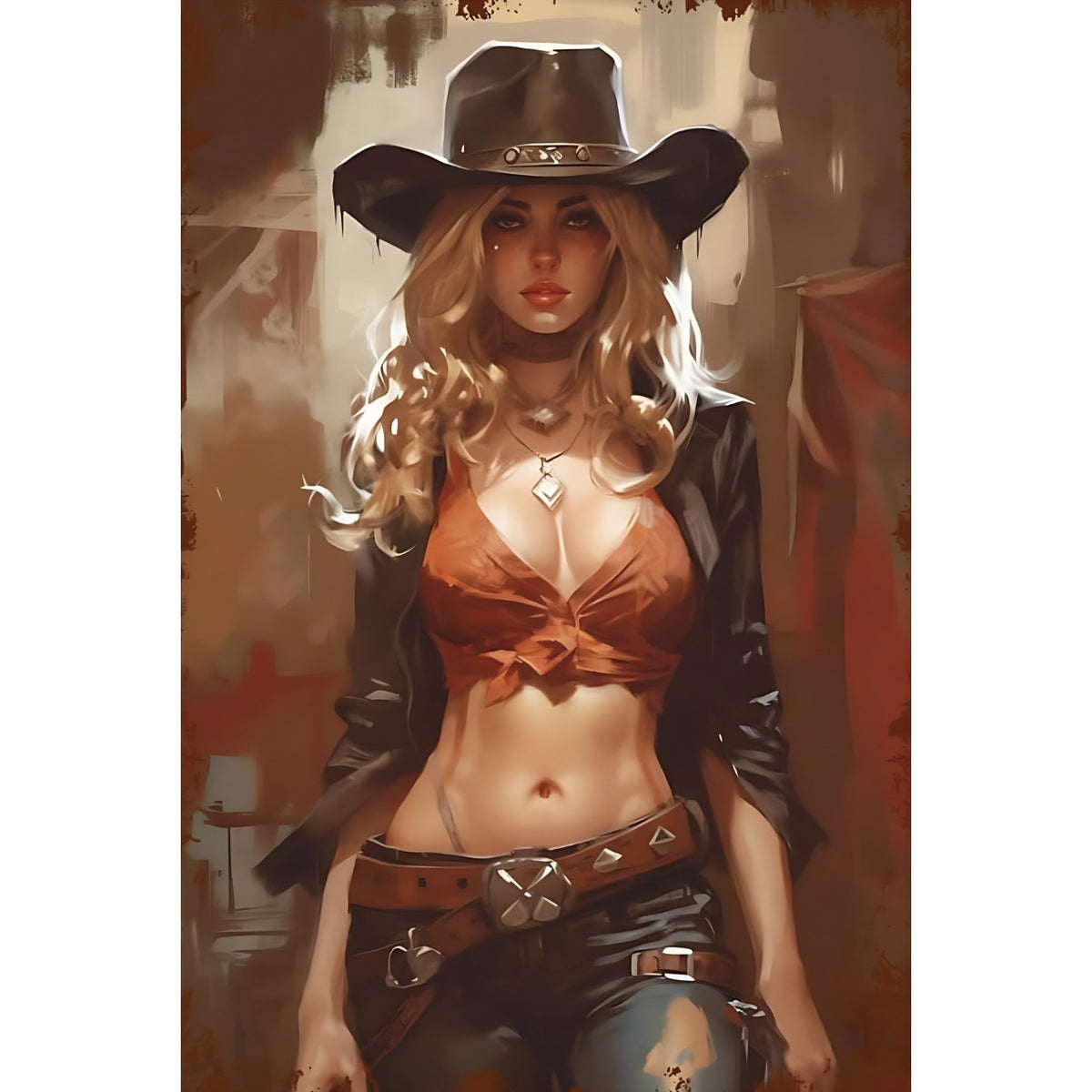 ブリキ看板 レトロ カウガール ウエスタン インテリア 雑貨 ブリキ