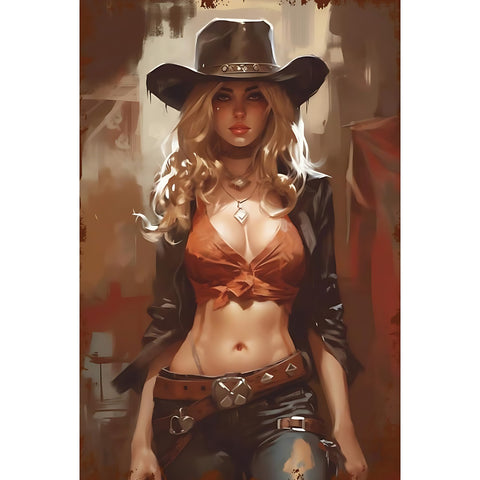 ブリキ看板 レトロ カウガール ウエスタン インテリア 雑貨 ブリキ