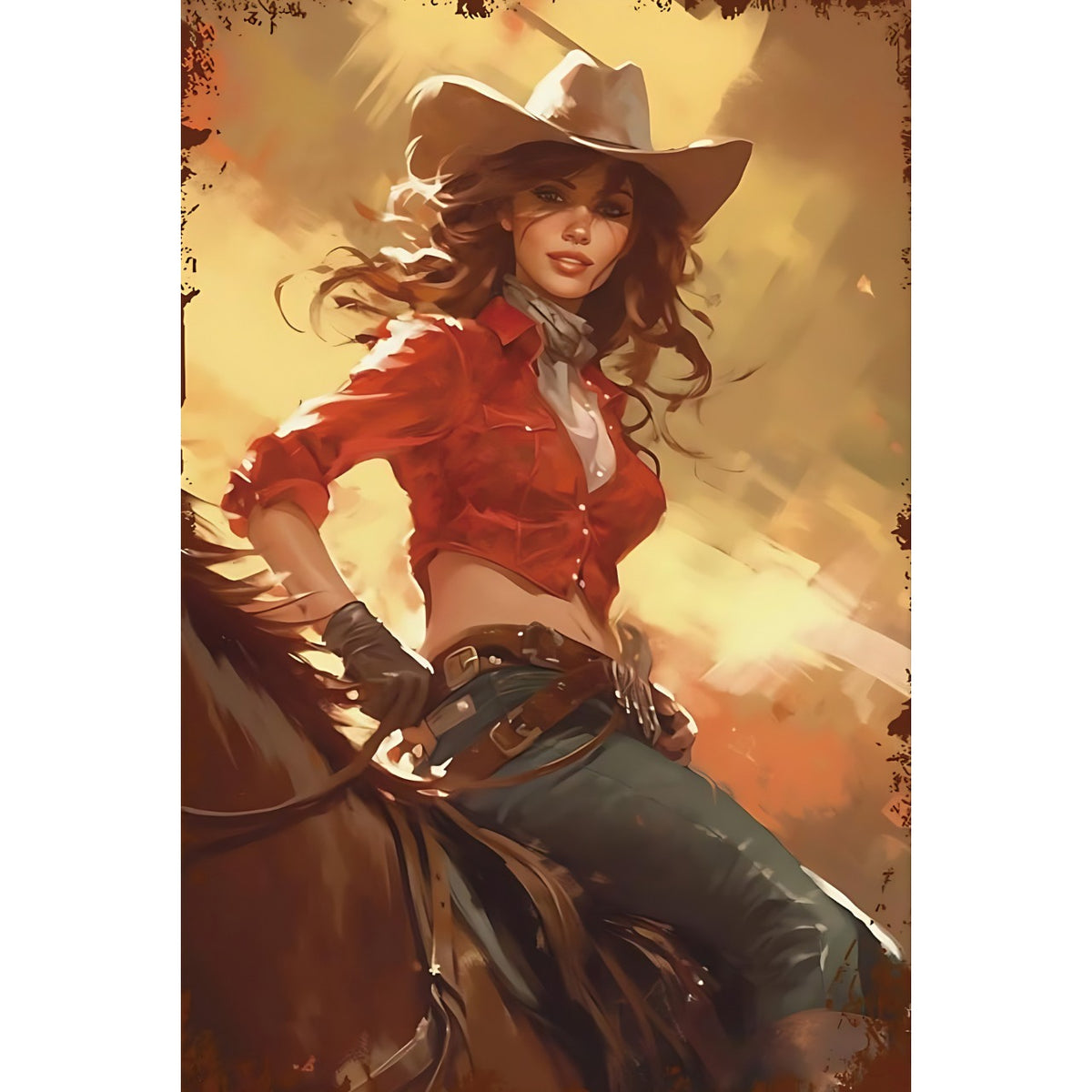 ブリキ看板 レトロ カウガール ウエスタン インテリア 雑貨