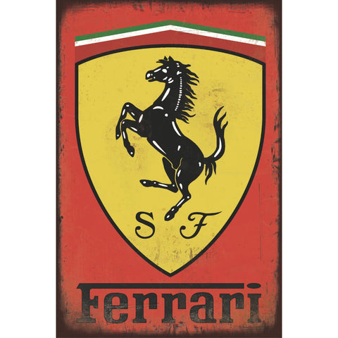 ブリキ看板 フェラーリ Ferrari ロゴ レトロ ビンテージ インテリア 雑貨 壁飾り デコレーション