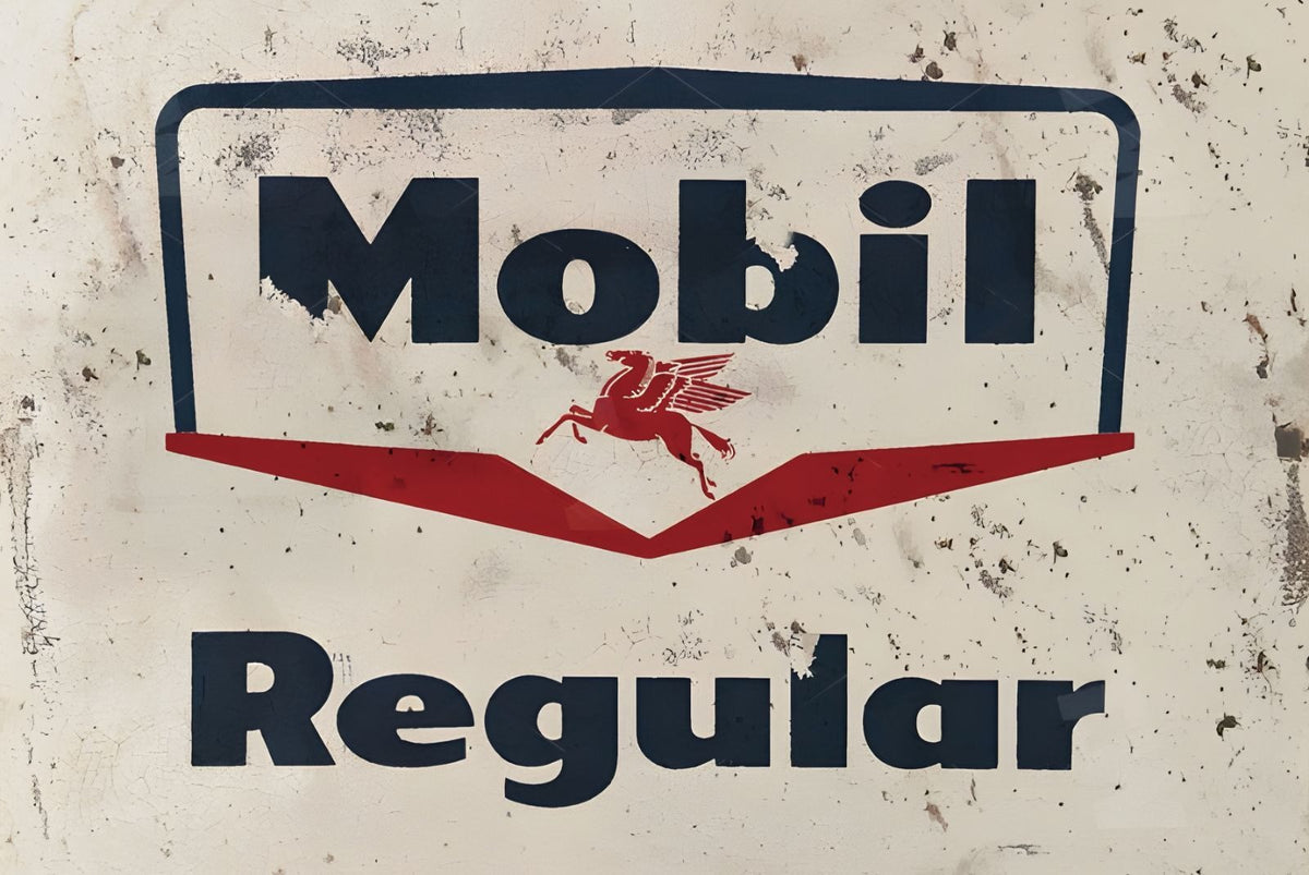 ブリキ看板 Mobil モービル Regular レギュラー ガソリン ビンテージ レトロ インテリア 雑貨