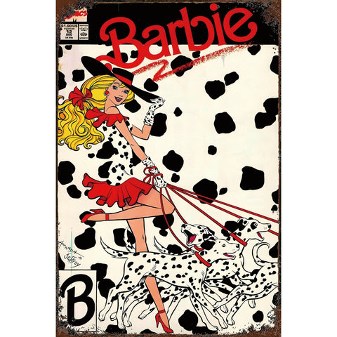 ドール風 コミックアート ブリキ看板 ダルメシアン レトロ インテリア 壁飾り