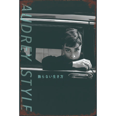 ブリキ看板 AUDREY STYLE オードリー・ヘップバーン 飾らない生き方 ポスター レトロ インテリア 雑貨