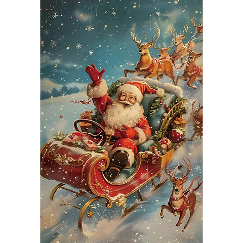 ブリキ看板 サンタクロース クリスマス トナカイ ソリ レトロ ビンテージ ポスター インテリア 雑貨