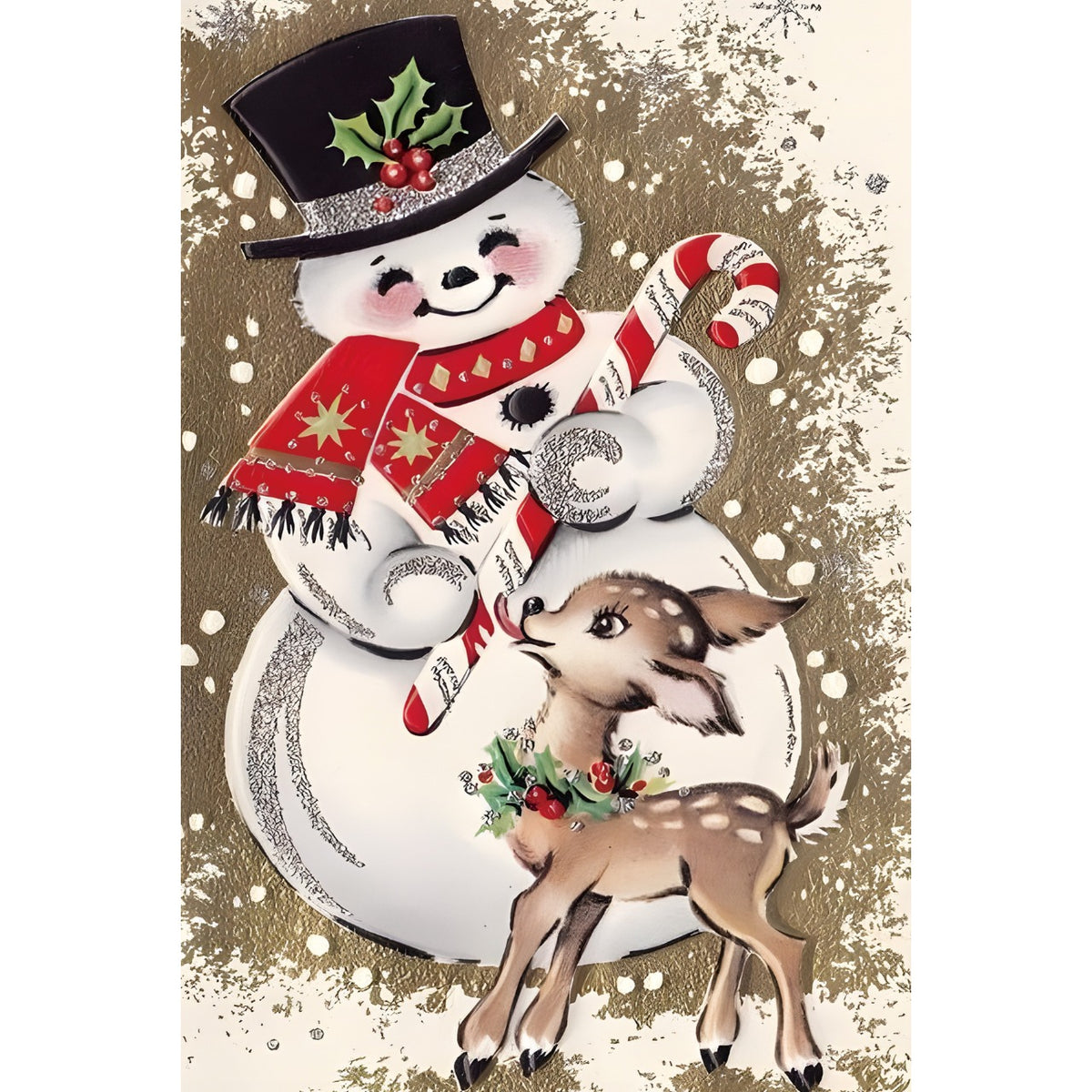 スノーマン 子鹿 クリスマス ブリキ看板 レトロ 冬インテリア 可愛い装飾