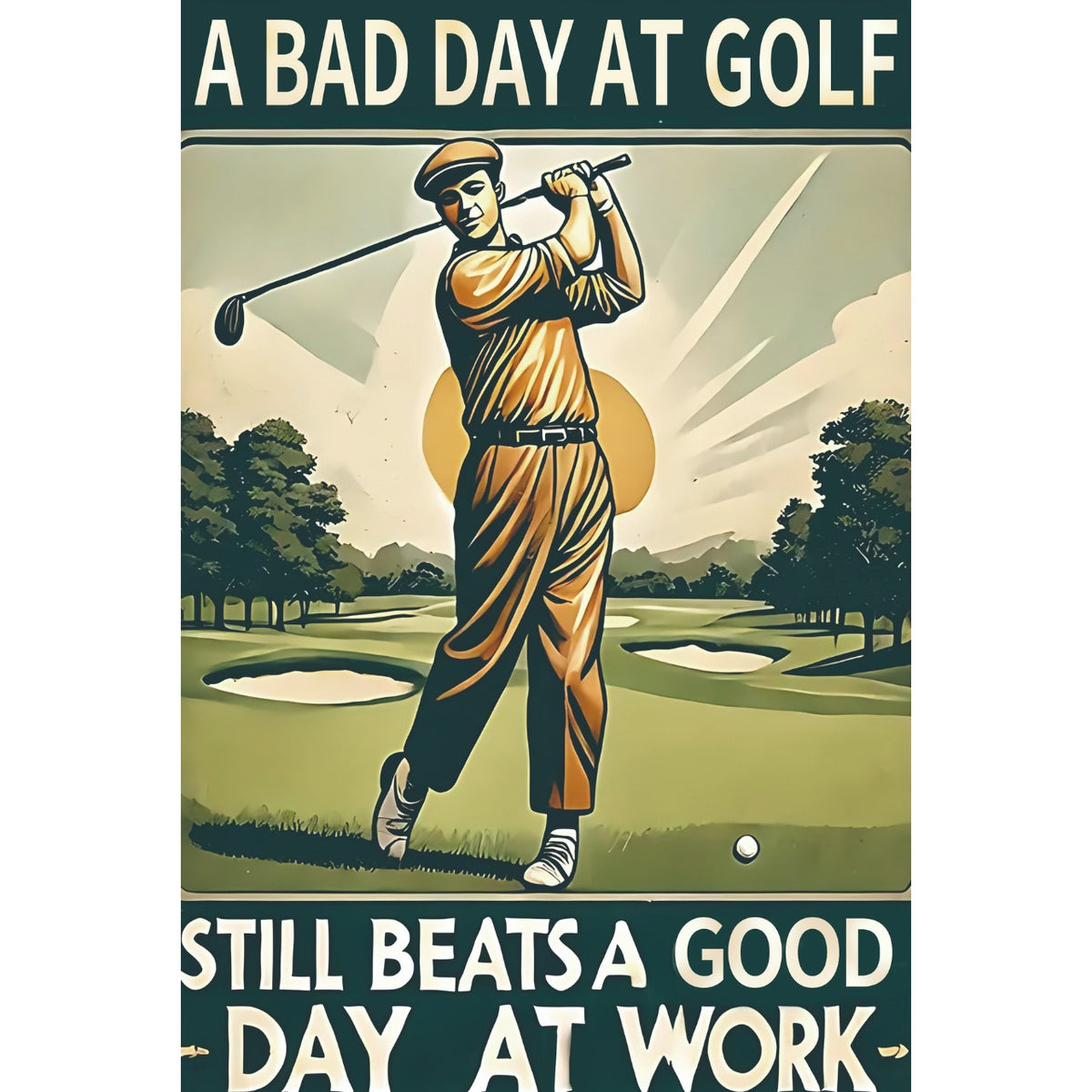 ゴルフ 名言 看板 ブリキ看板 レトロ ゴルフ好き インテリア