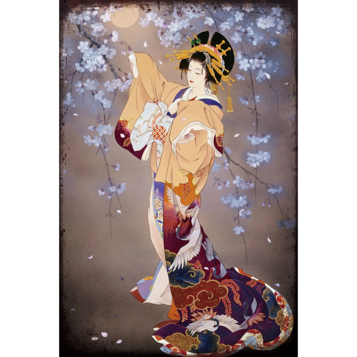 ブリキ看板 浮世絵 芸者 桜 和風 日本画 レトロ ビンテージ ポスター インテリア 雑貨