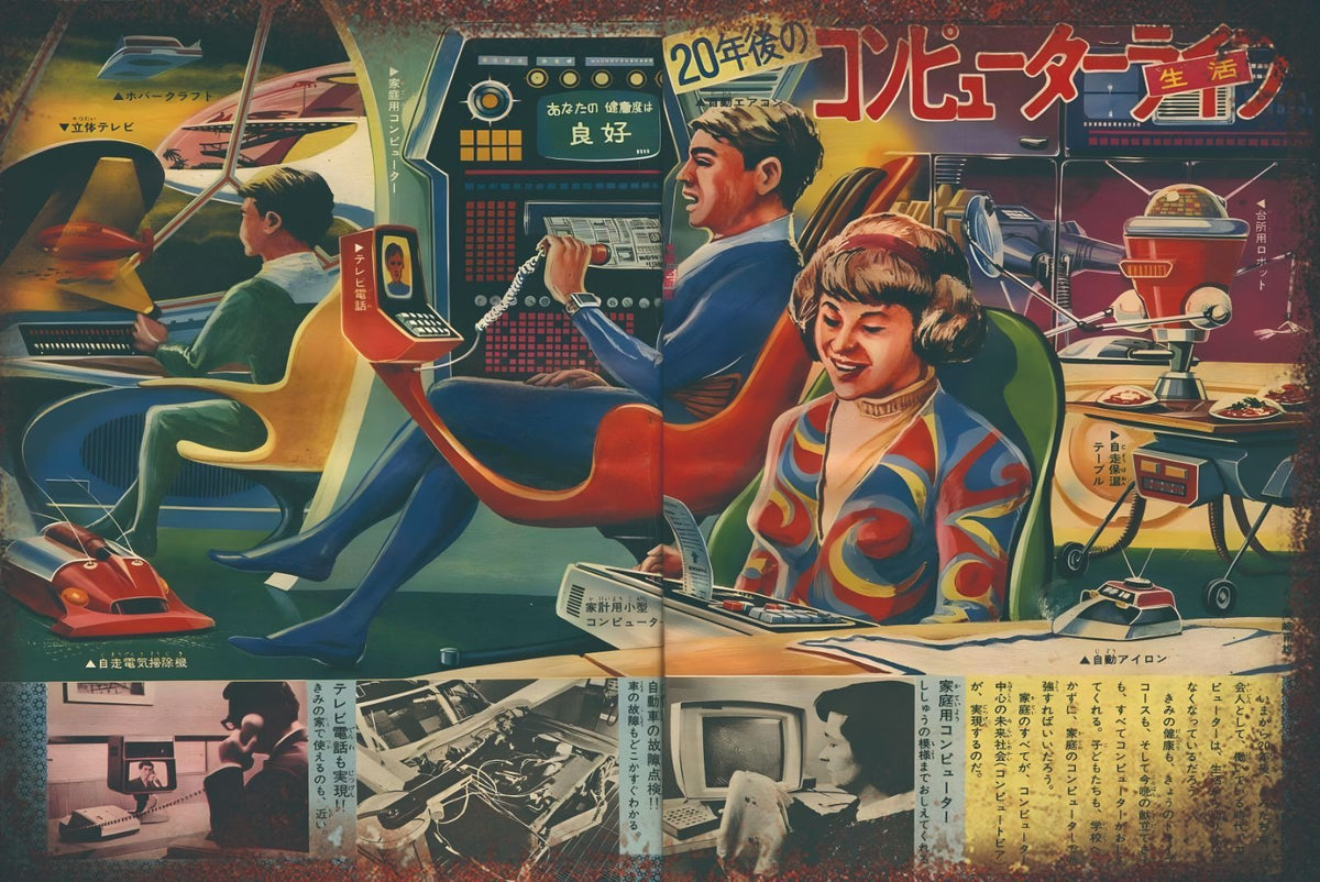 ブリキ看板 レトロ 昭和 未来 コンピューター 科学 ポスター ビンテージ インテリア