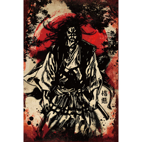 ブリキ看板 サムライ 和風 レトロ アート ポスター インテリア 侍 日本