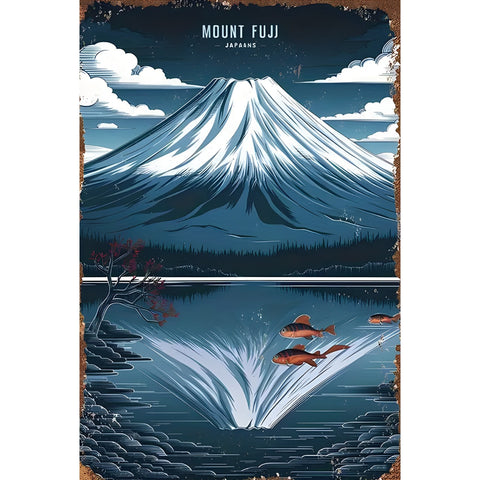 ブリキ看板 MOUNT FUJI 富士山 JAPANS 鯉 観光 ビンテージ トラベル ポスター インテリア 雑貨