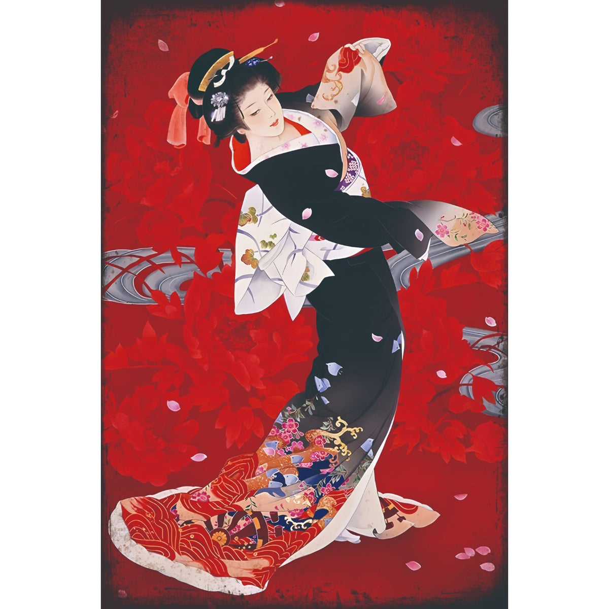 ブリキ看板 レトロ 芸者 舞妓 着物 美人画 日本 和風 アート ヴィンテージ ノスタルジック 壁掛け インテリア