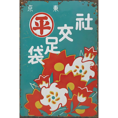 ブリキ看板 レトロ 昭和 広告 日本 花柄 モダン ヴィンテージ ノスタルジック 壁掛け インテリア