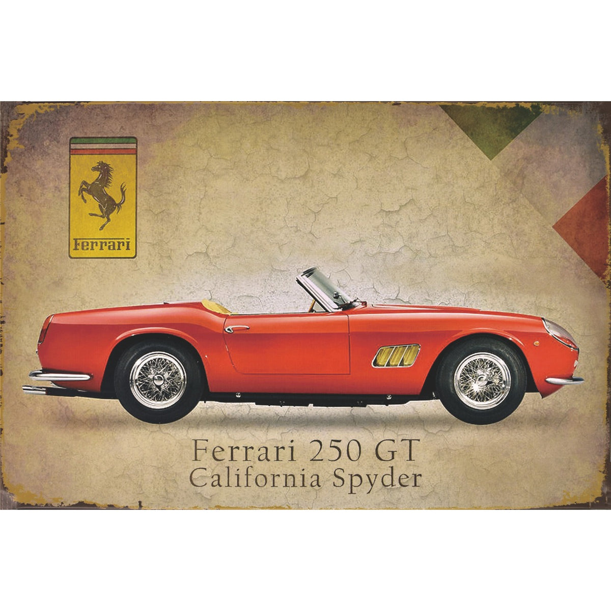 ブリキ看板 Ferrari 250 GT California Spyder フェラーリ クラシックカー レトロ ヴィンテージ 車 インテリア 壁飾り
