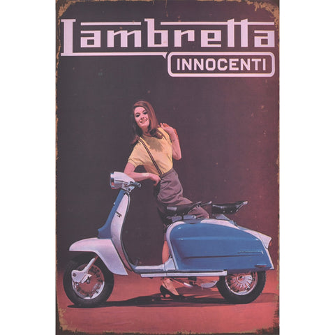 ブリキ看板 レトロ ヴィンテージ Lambretta ランブレッタ スクーター バイク インテリア 雑貨 壁飾り ディスプレイ