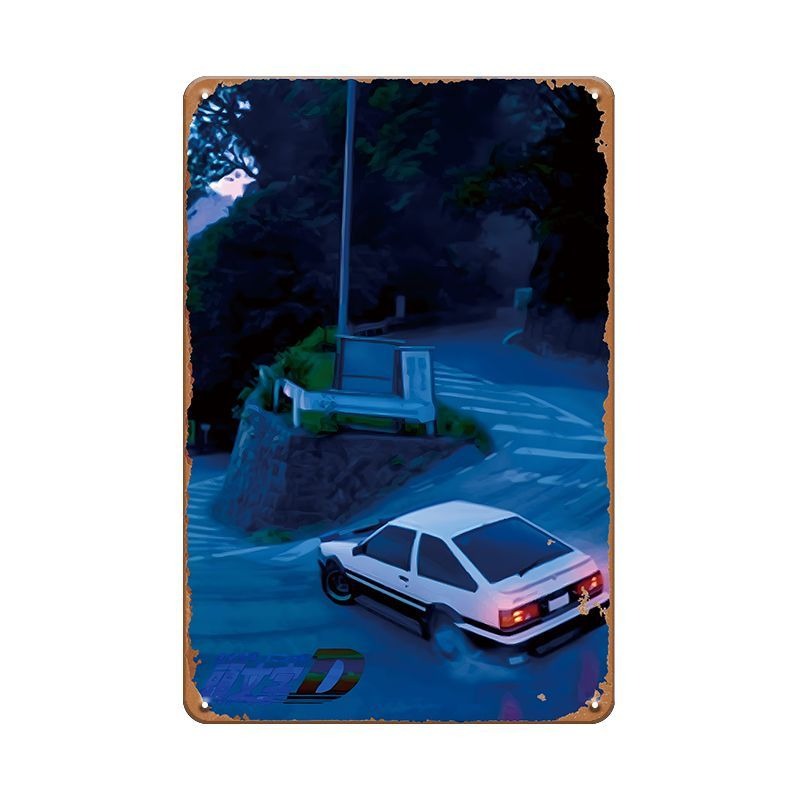 ブリキ看板 頭文字D AE86 ドリフト トヨタ レトロ カーアート インテリア