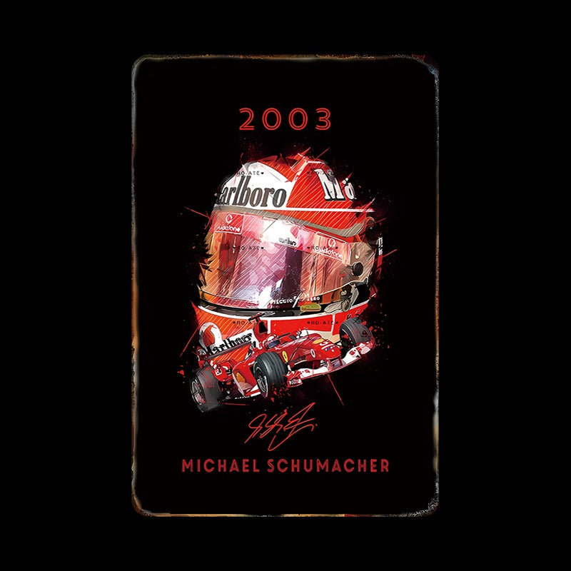 ブリキ看板 マイケル・シューマッハ F1 2003 レーシング ヘルメット モータースポーツ レトロ インテリア