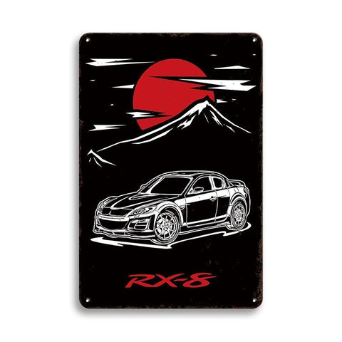 ブリキ看板 RX-8 マツダ スポーツカー 車 JDM レトロ 和風 富士山 インテリア