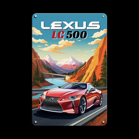 ブリキ看板 レクサス LC500 車 スポーツカー カーアート レトロ インテリア 壁飾り