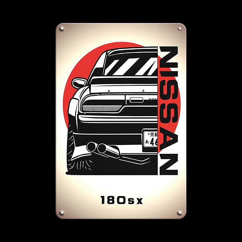 ブリキ看板 日産 180SX ニッサン 車 スポーツカー レトロ カーアート インテリア 壁飾り